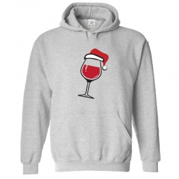 Christmas Wine Glass Santa Hat Kids & Adults Unisex Hoodie